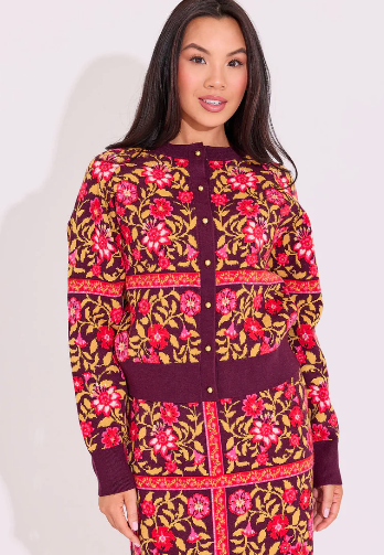Alden Adair MEREDITH CARDIGAN GOLDEN FLORAL