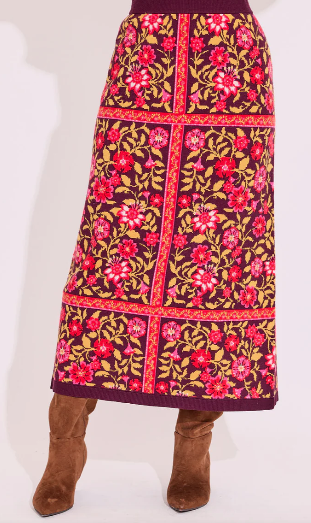 Alden Adair VIVIAN SWEATER SKIRT GOLDEN FLORAL