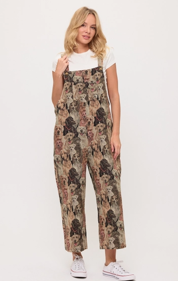 Dogs Collage Print Overalls