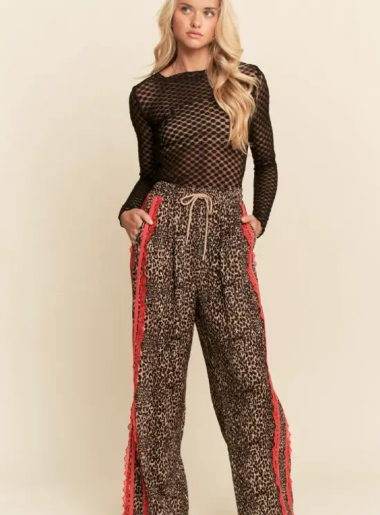 Leopard and Lace Sporty Pant