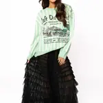 Queen of Sparkles Mint & White Striped Cafe Du Monde Sweater