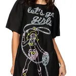 Queen of Sparkles 'Let's Go Girls' Black Cotton Dress