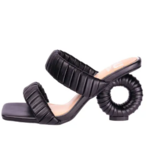 Lady Couture Ash Pleaded Straps Donut Heel Slide