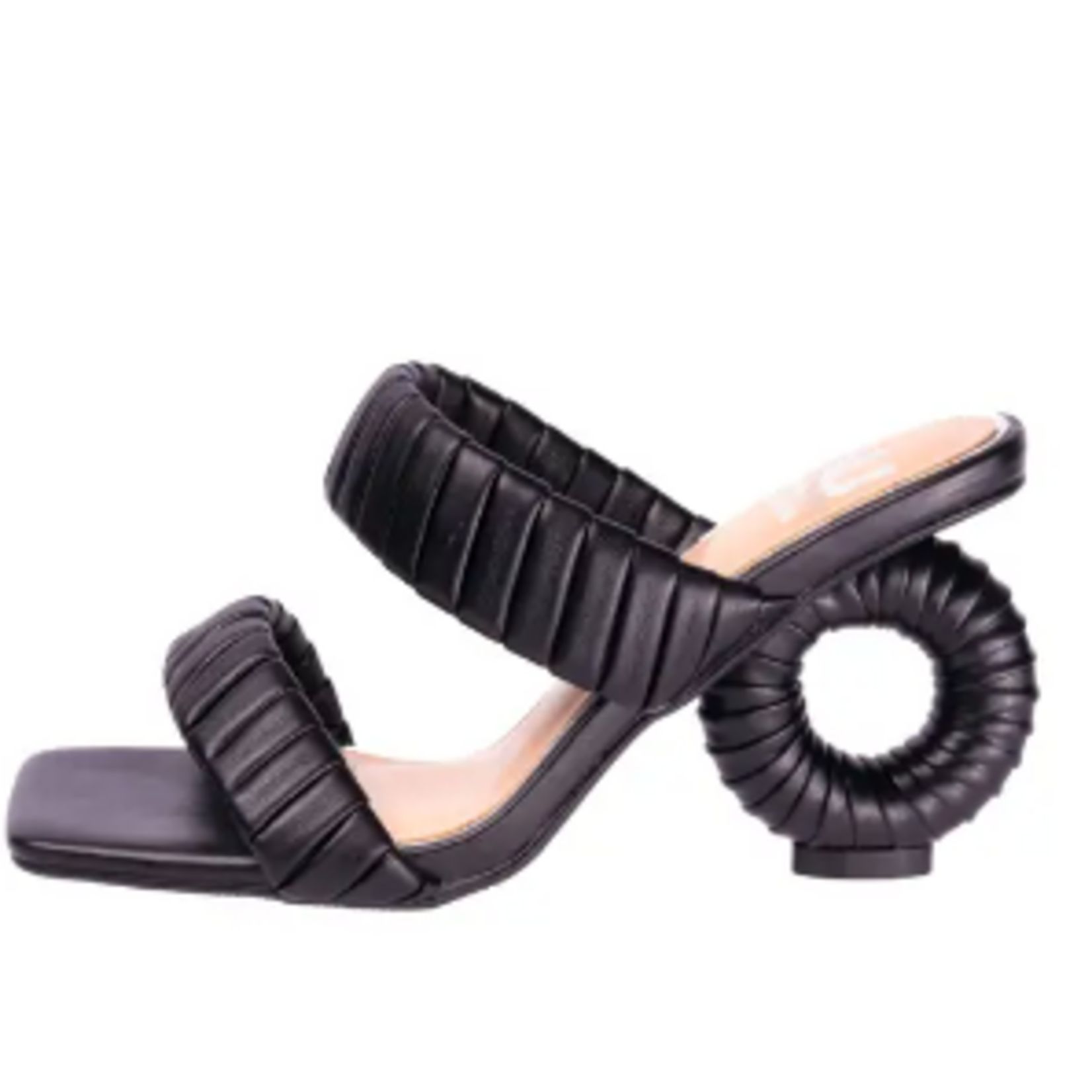 Lady Couture Ash Pleaded Straps Donut Heel Slide