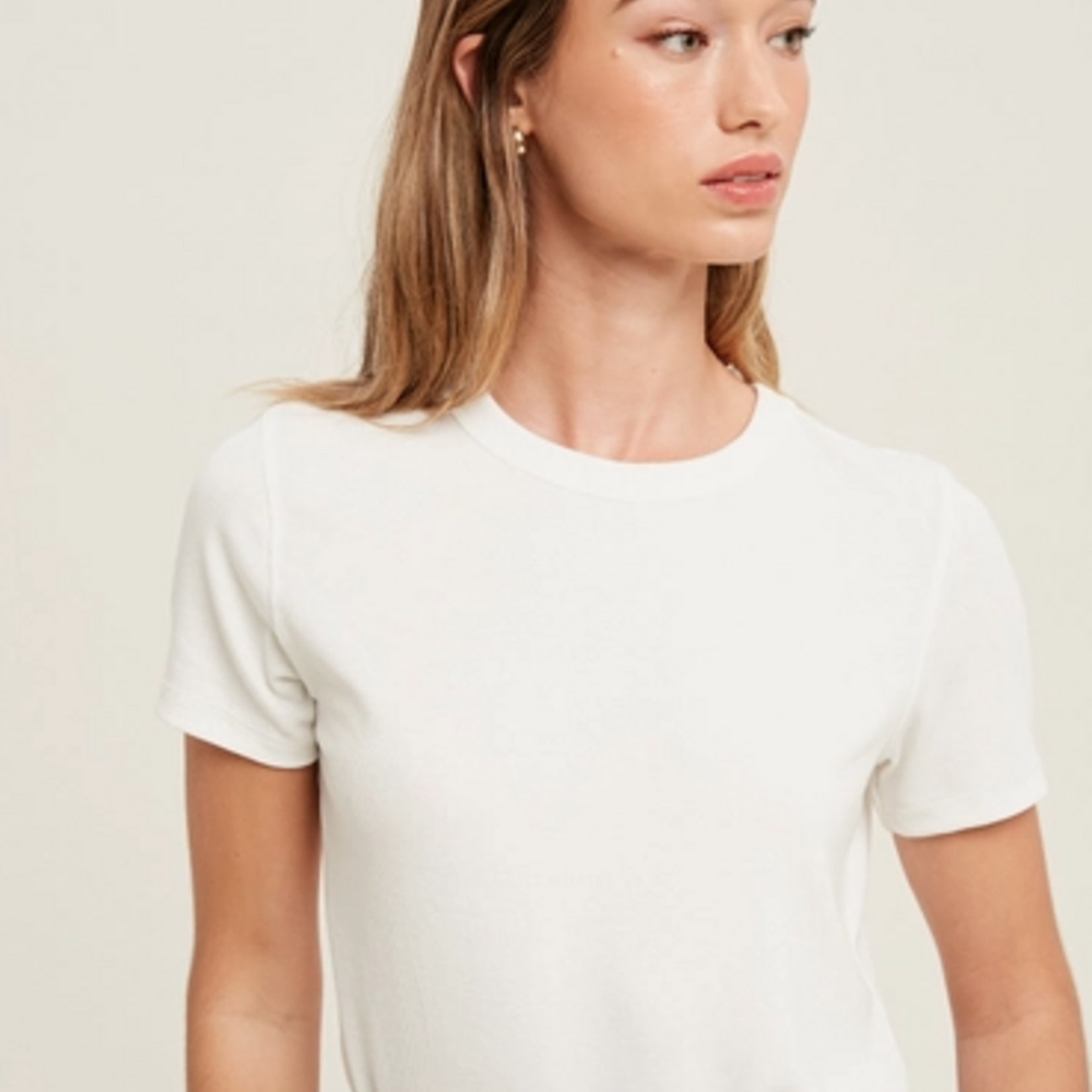 Ribbed Knit Basic T-Shirt