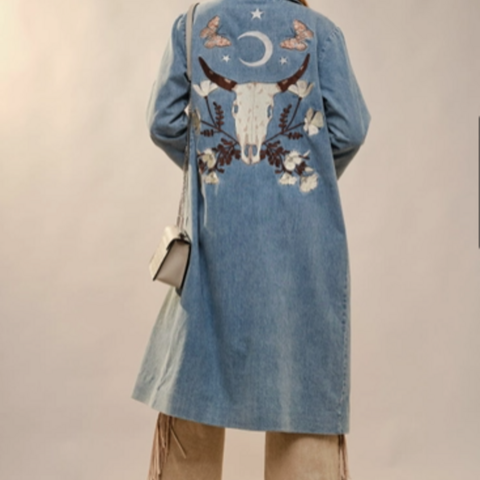 Blue B Mariah Embroidered Denim Trench Coat