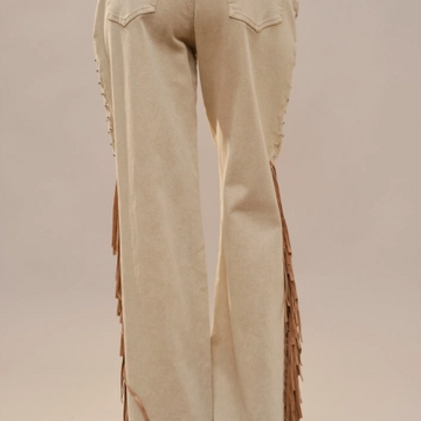 Blue B Fringe Studded Wide Leg Jeans