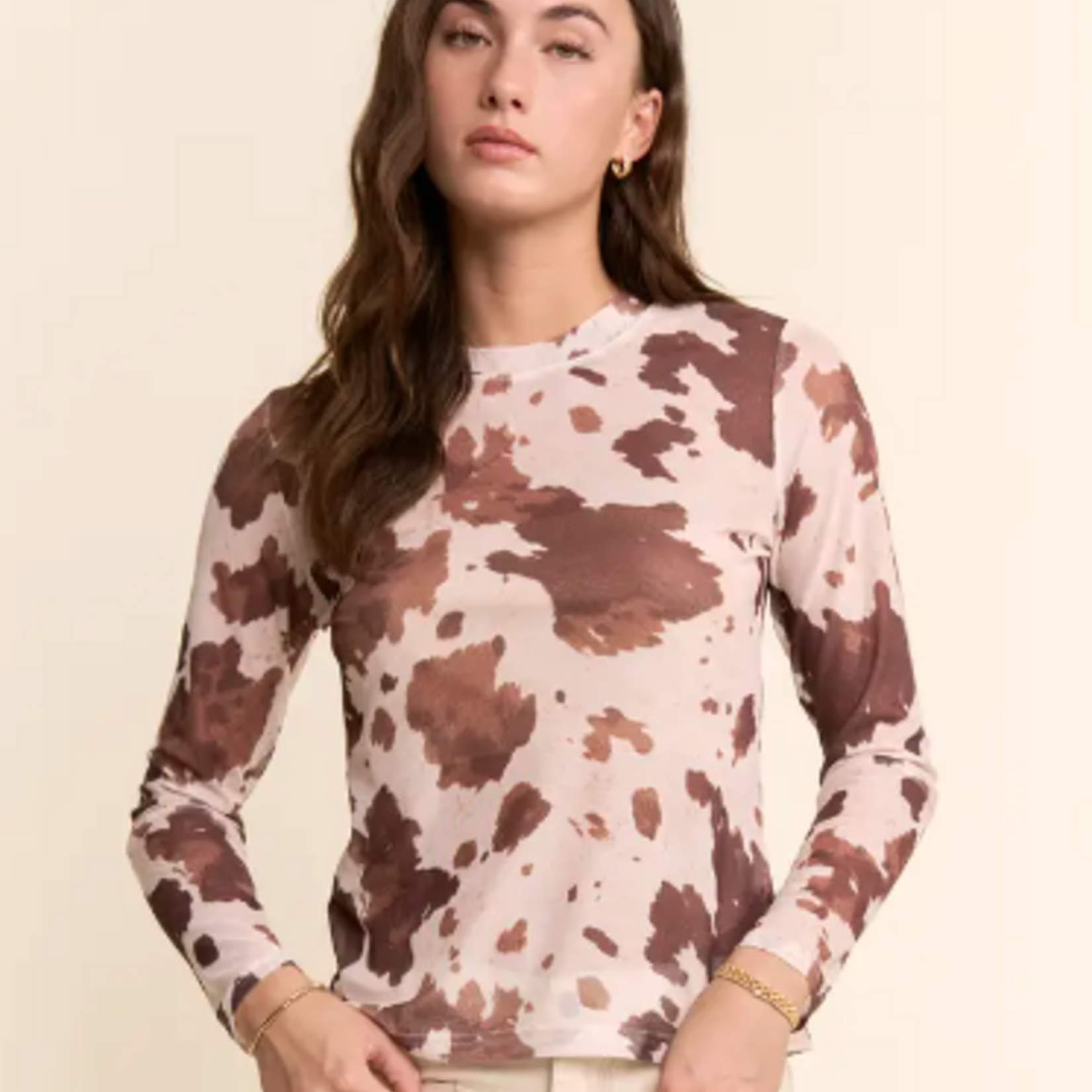 Cow Print Mesh Top