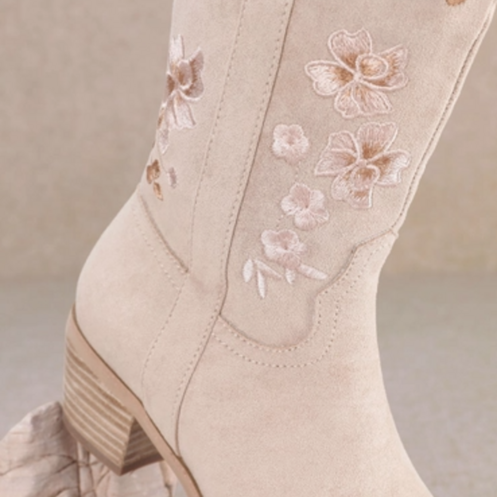 Miracle Miles Inlay Floral Beige Boot