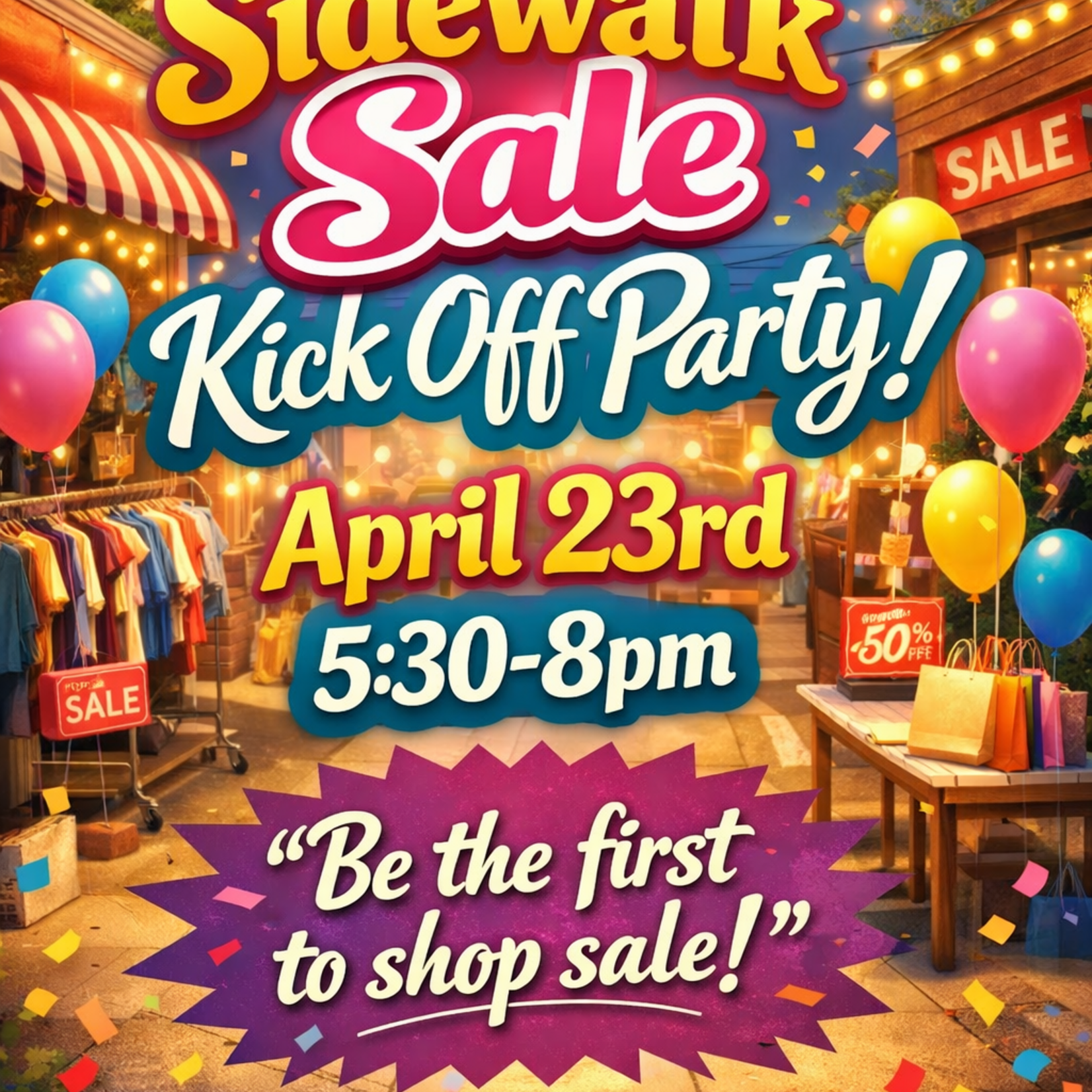 Sidewalk Sale Kick Off Party