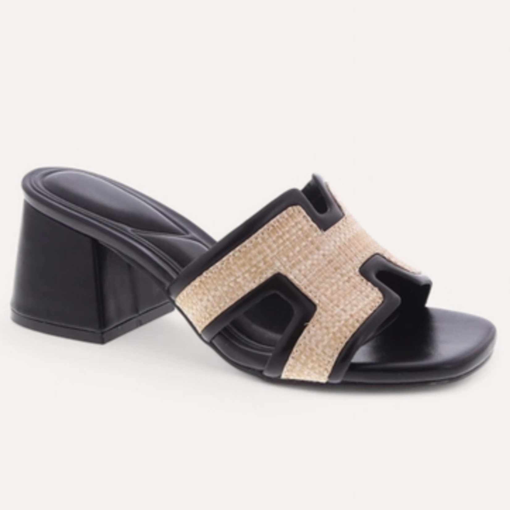 JOANNA-5 Raffia  Mule Heels