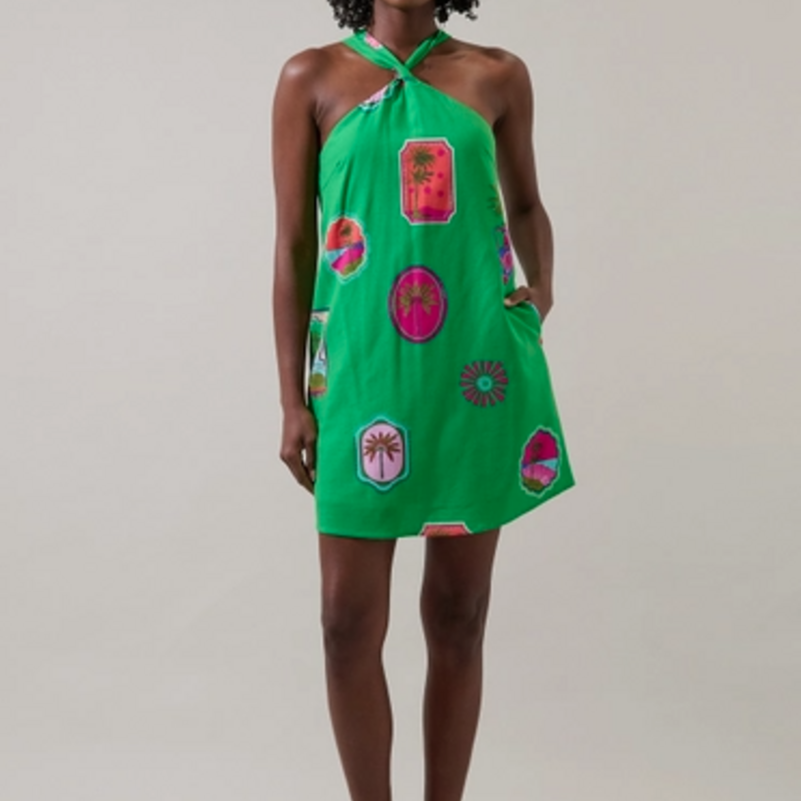 Sugar Lips Trinie Postcard Amory Halter Mini Dress