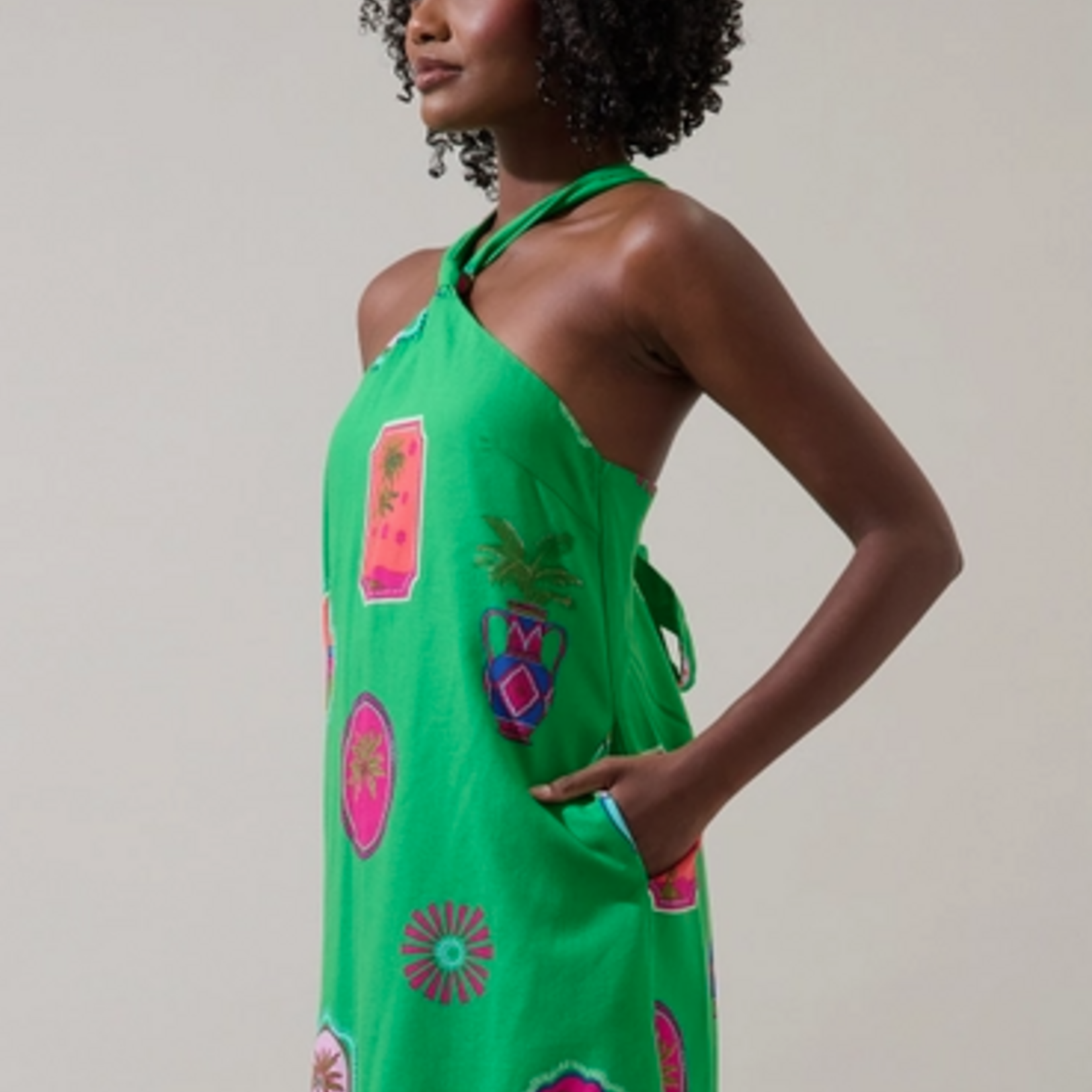 Sugar Lips Trinie Postcard Amory Halter Mini Dress