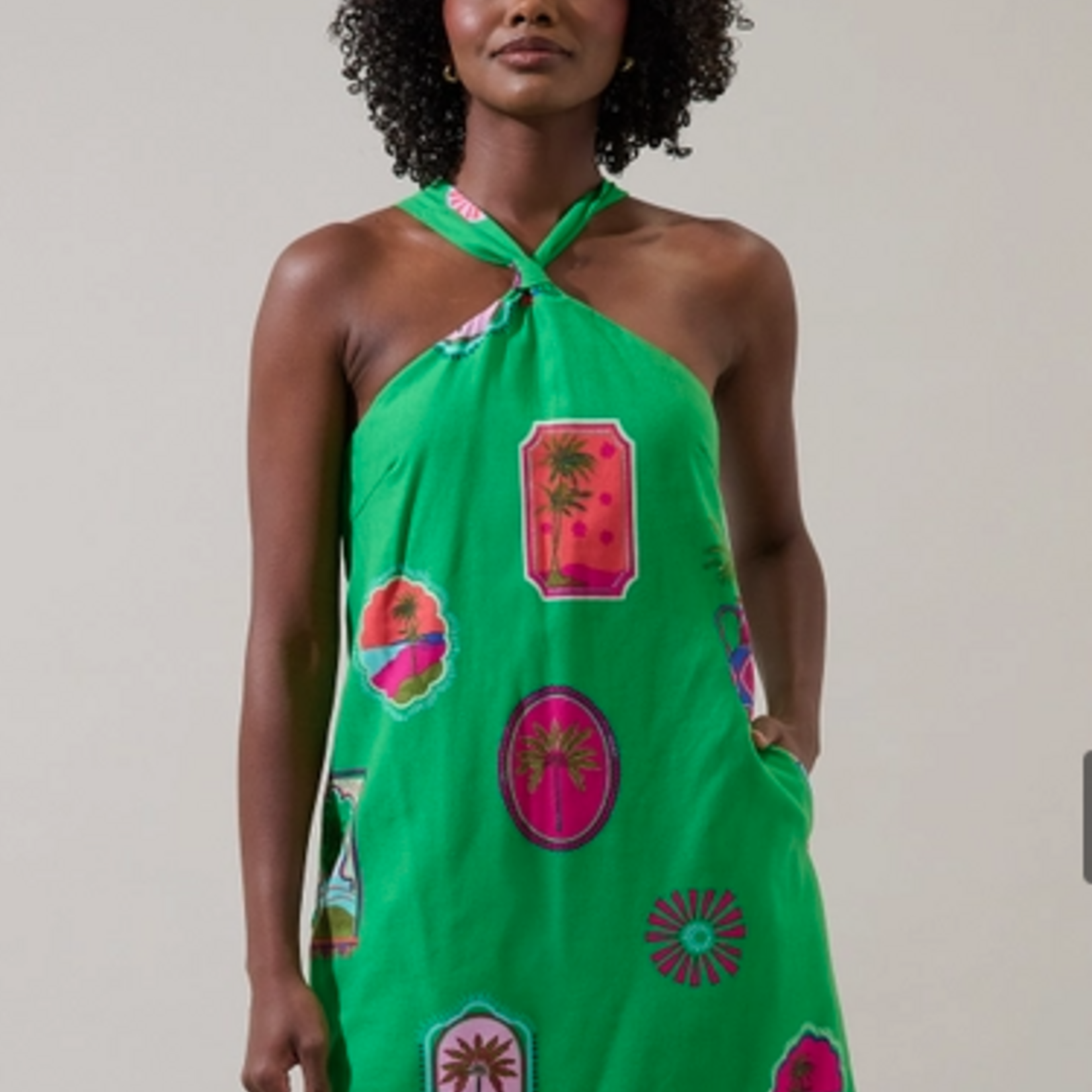 Sugar Lips Trinie Postcard Amory Halter Mini Dress