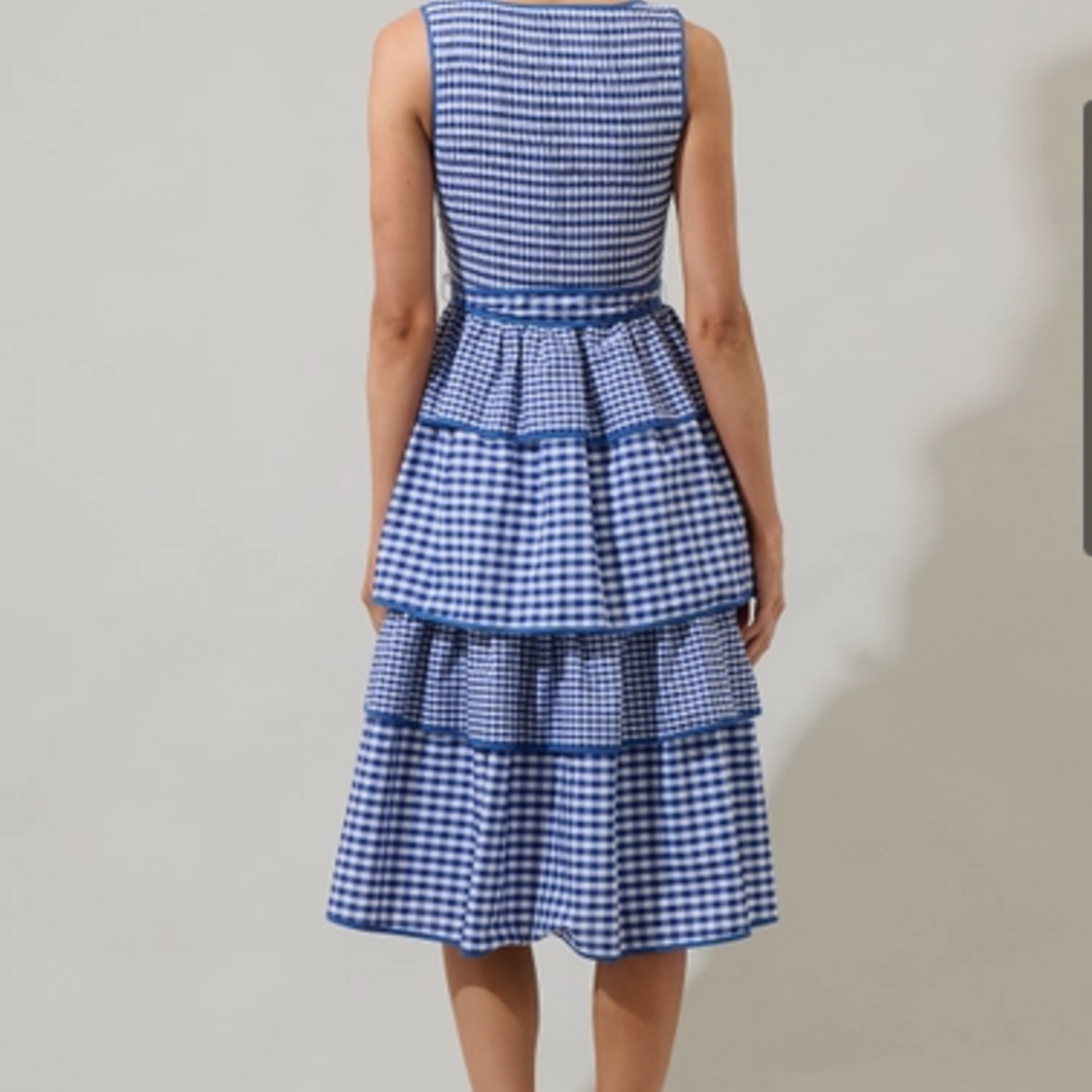 Sugar Lips Vanna Gingham Tiered Midi Dress