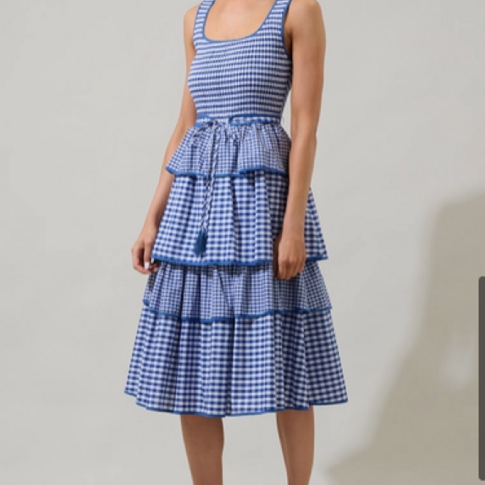Sugar Lips Vanna Gingham Tiered Midi Dress