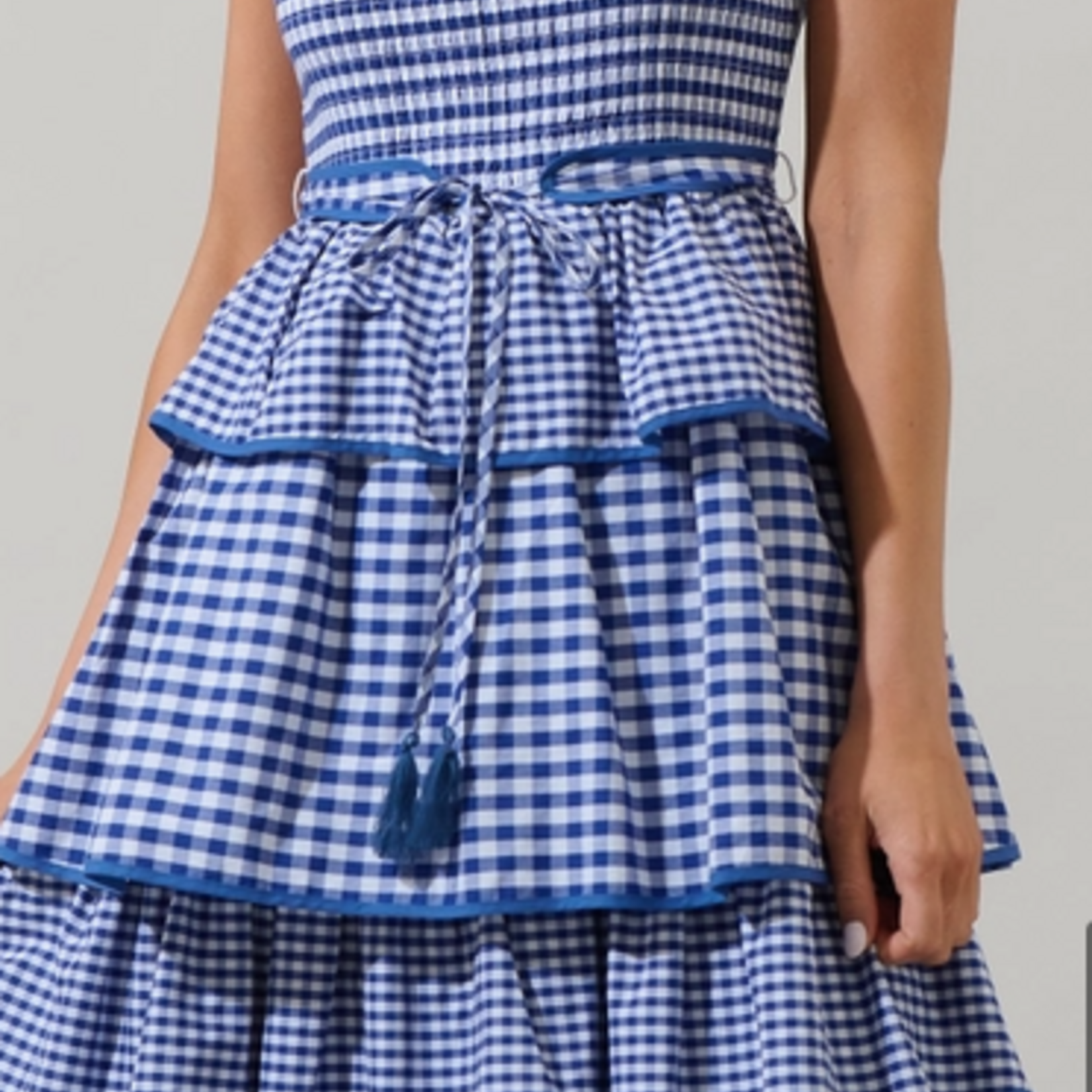 Sugar Lips Vanna Gingham Tiered Midi Dress