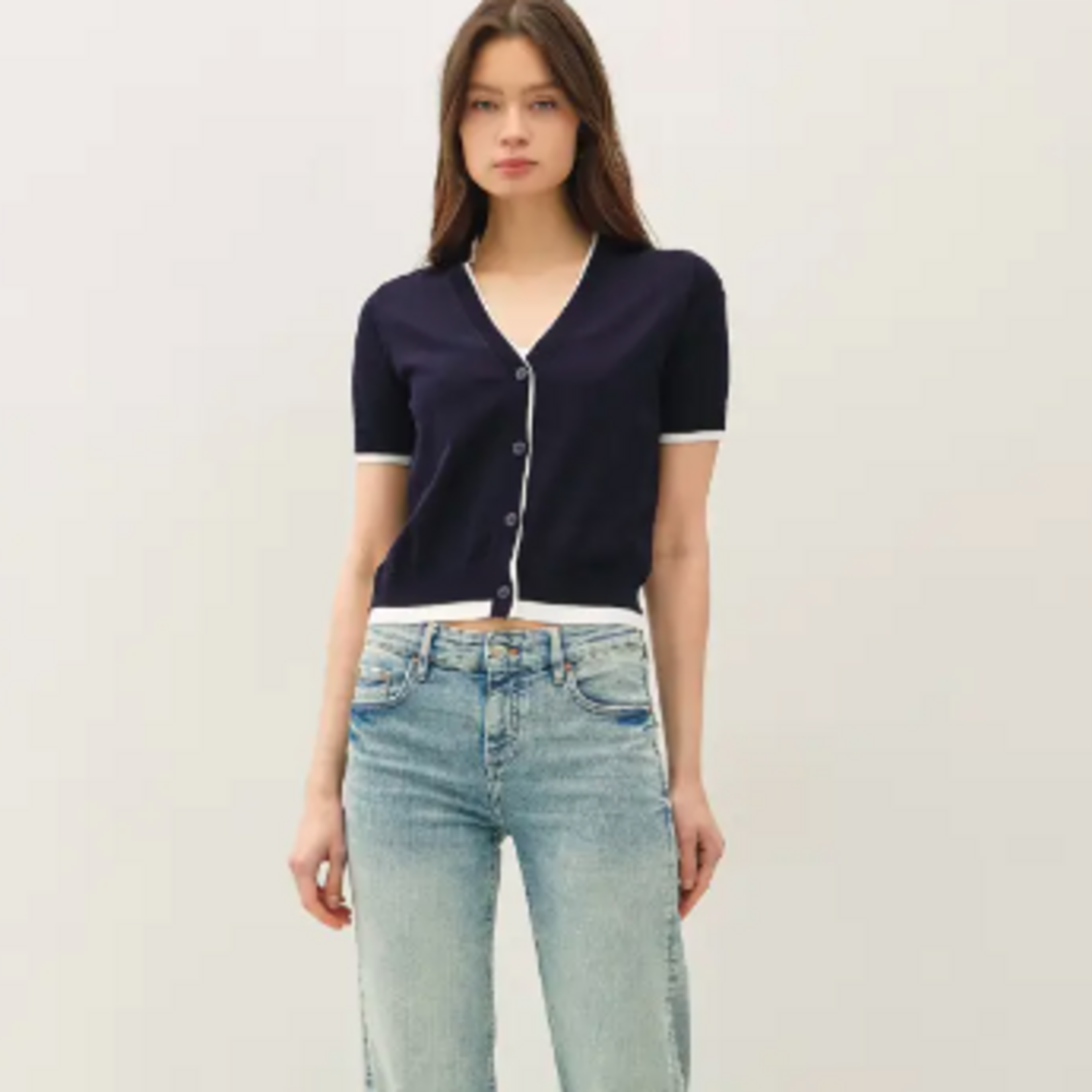 Be Cool Double Layer Look V-Neck Cardigan