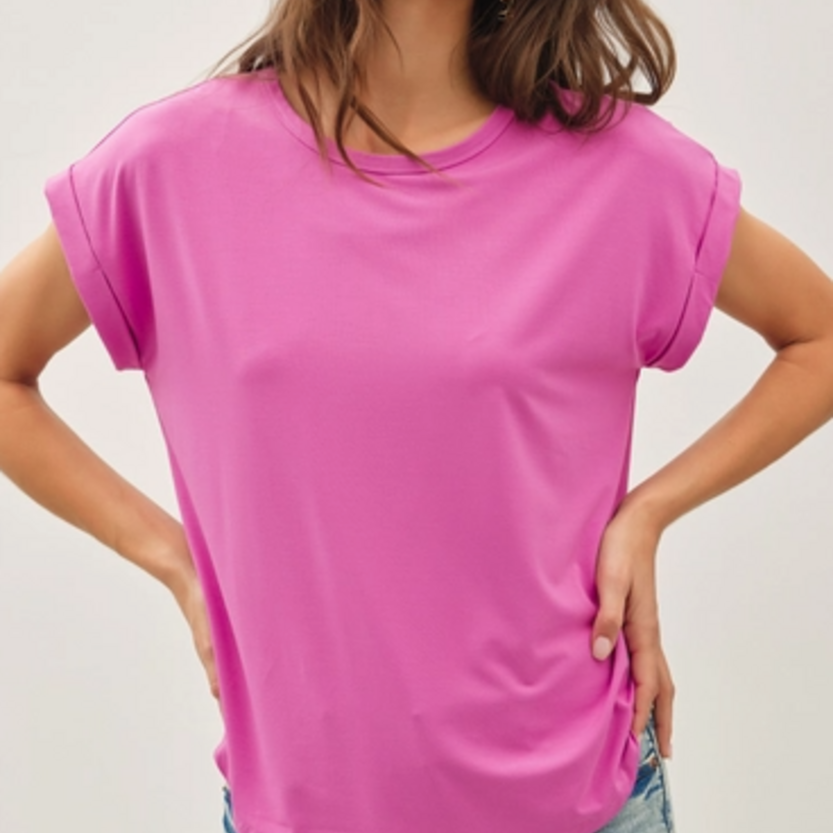 Be Cool Round Neck Cap Sleeve T-Shirt