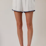 White High Waist Navy Stitch Shorts