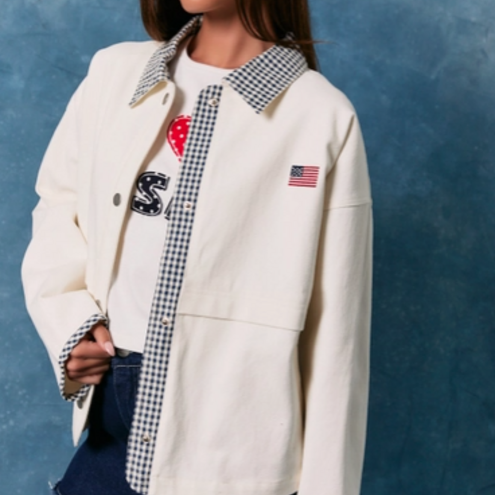 Jacket with Gingham Contrast