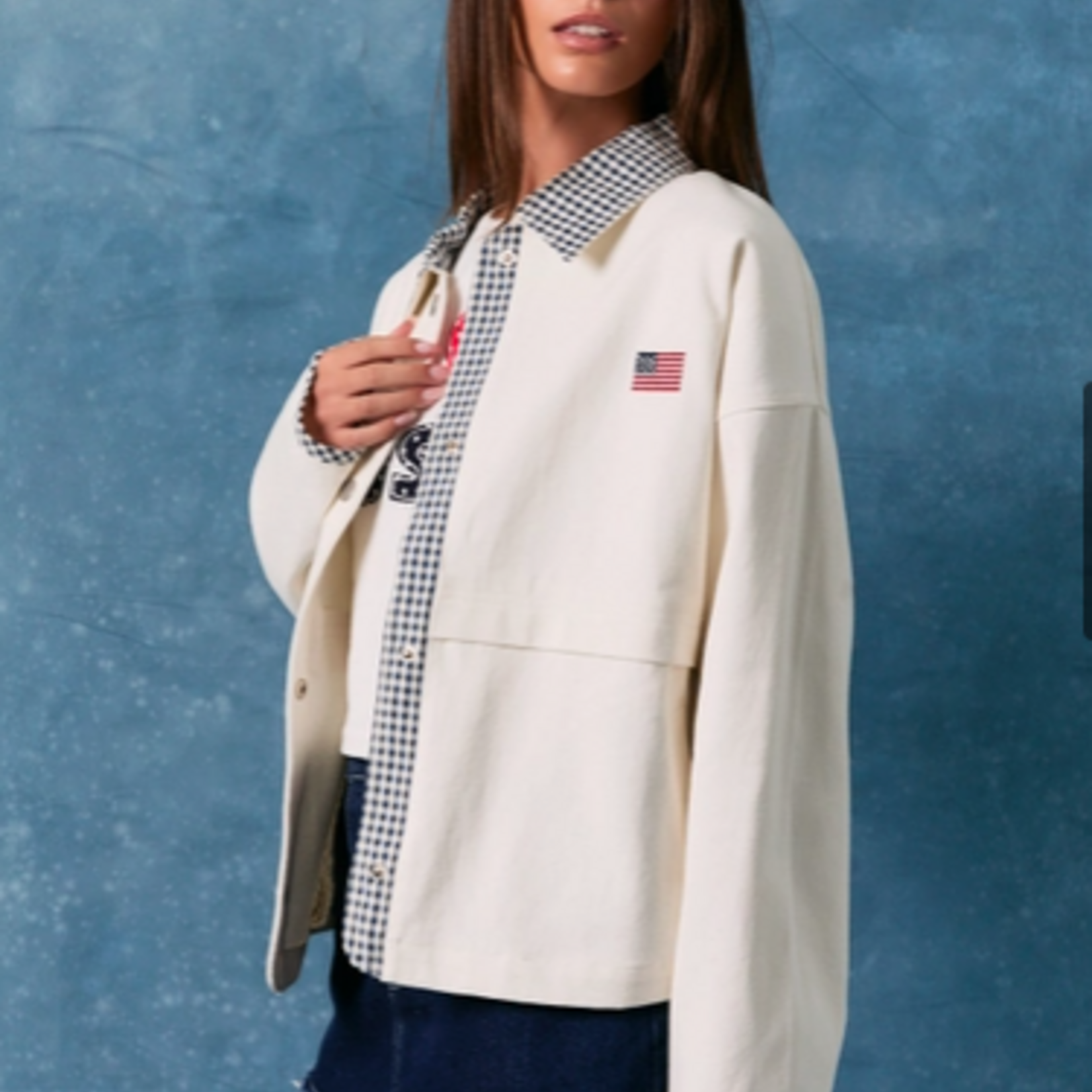 Jacket with Gingham Contrast