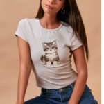 Cat Embroidered Baby Tee