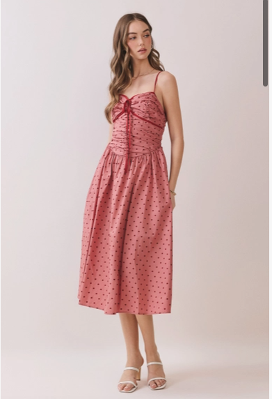 ruched bust cami dress Tie Front Ruched Bust Cami Dress Parthea Fashion