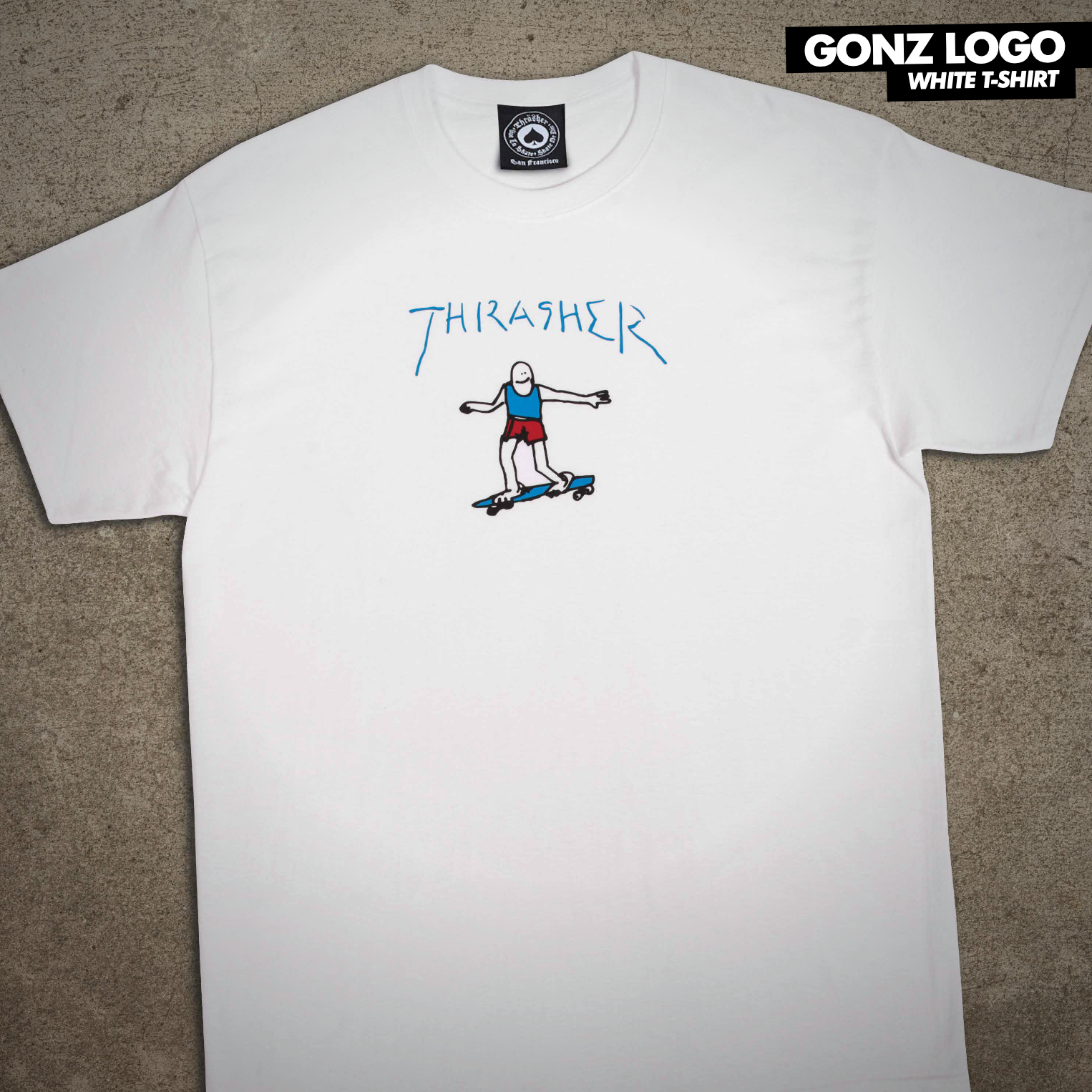 Thrasher Mag. Gonz Logo White/Blue