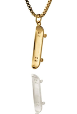 El Senor Skateboard Pendant Gold Plated 24" Necklace