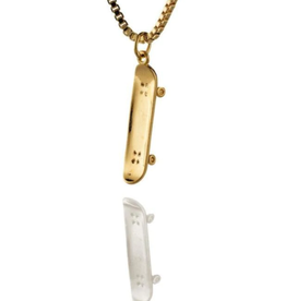 El Senor Skateboard Pendant Gold Plated 24" Necklace