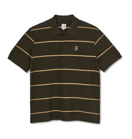 Polar Skate Co. Stripe Polo Shirt Brown