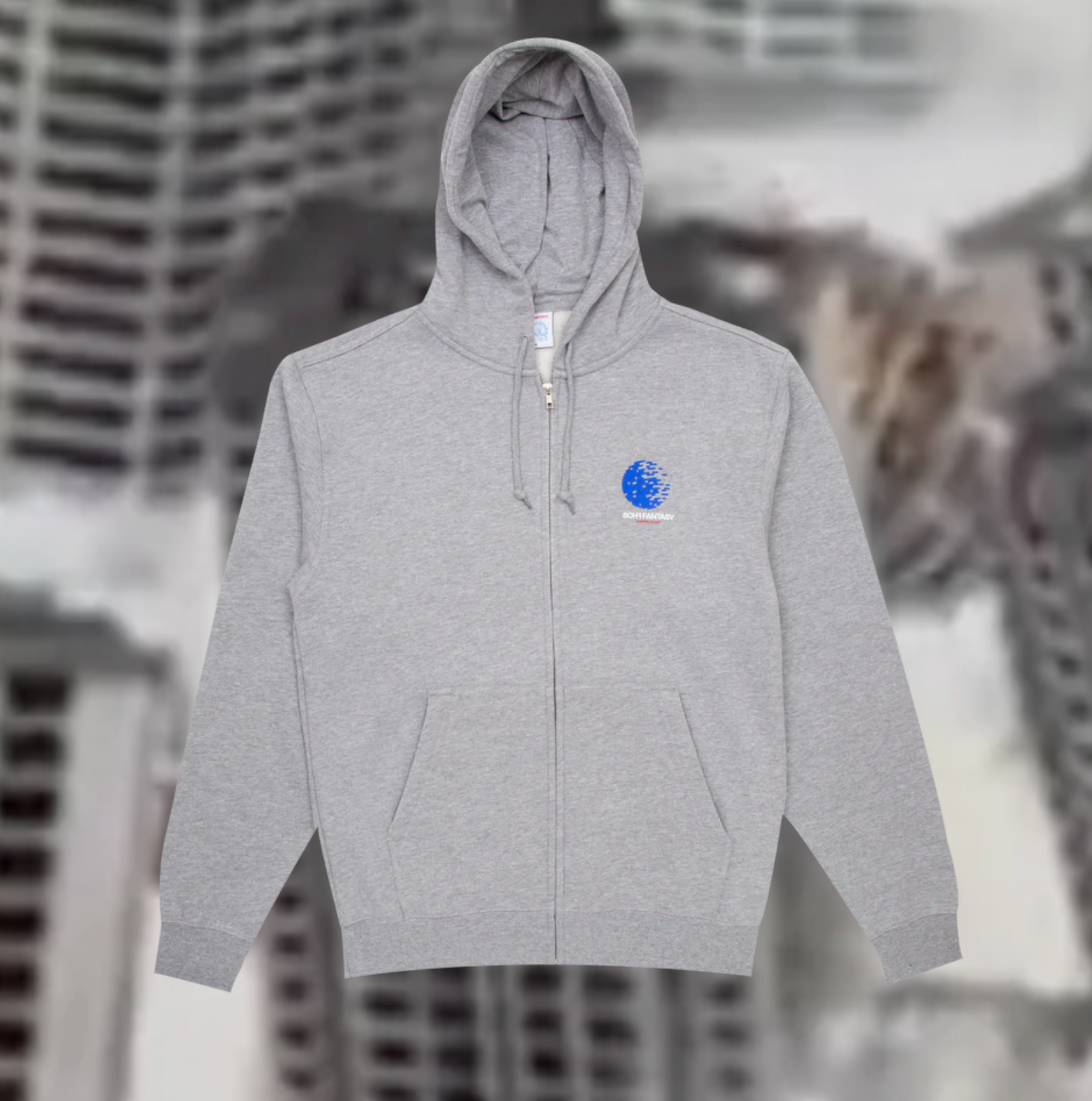 Sci-Fi Fantasy Telecom Zip Hood Heather Grey