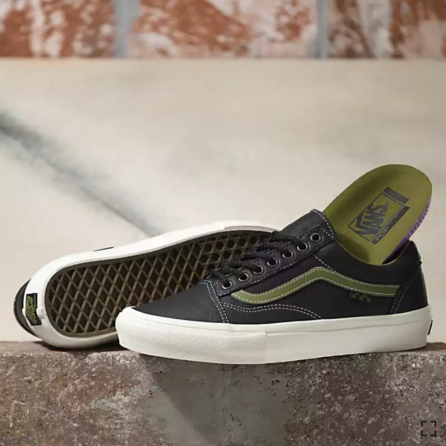 Vans Shoes Skate Old Skool Butter Leather Black/Olive