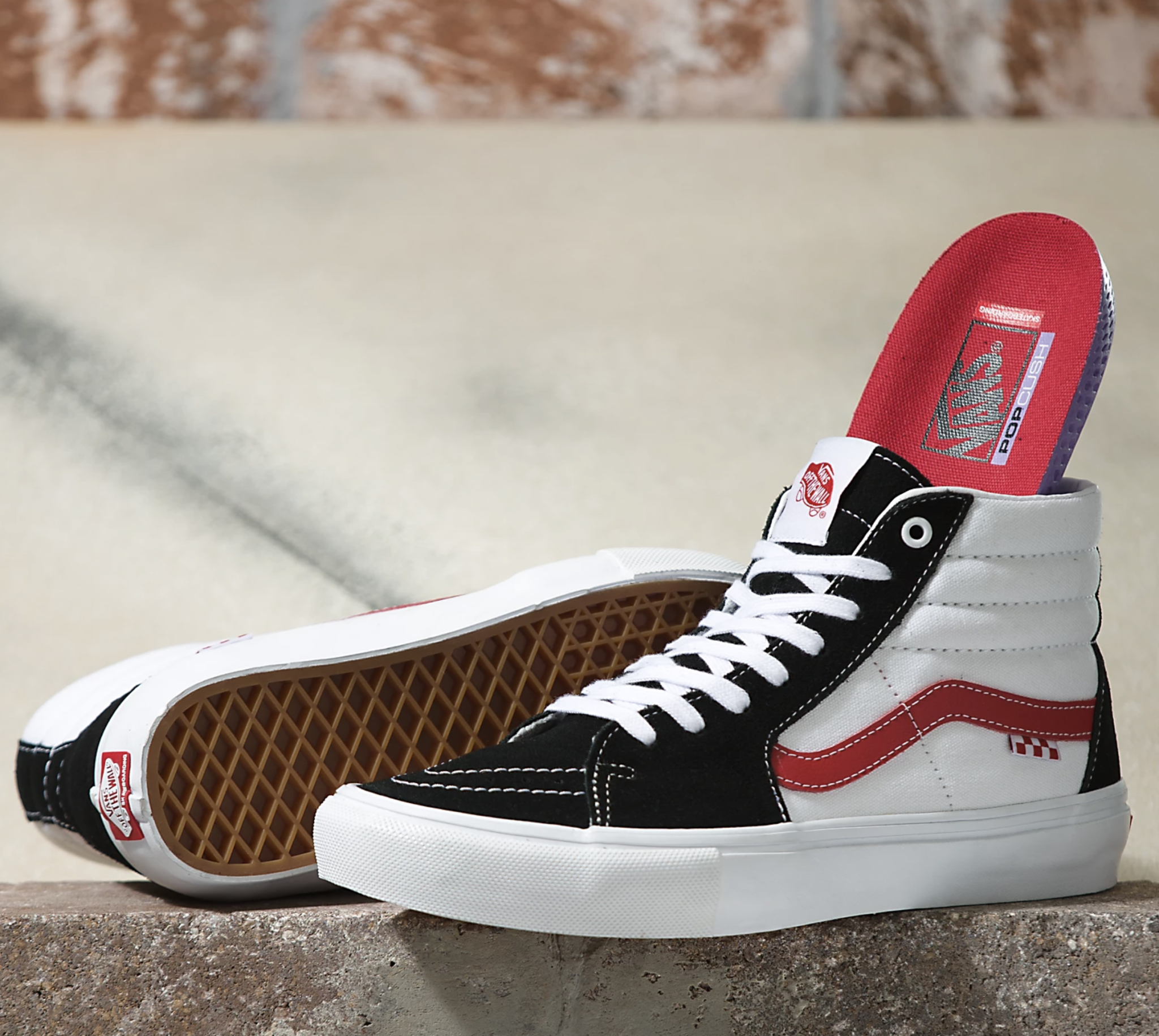 Vans Shoes Skate Sk8 Hi Authentic Black Red 8