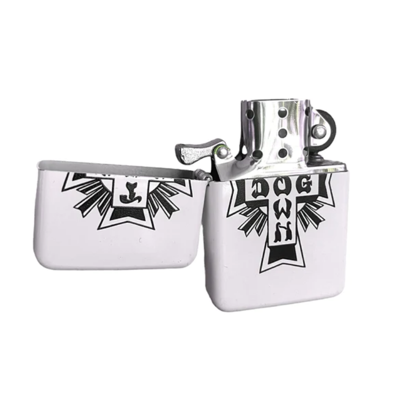 Dogtown Cross Logo Flip Top Metal Lighter White/Black