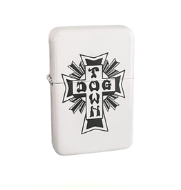 Dogtown Cross Logo Flip Top Metal Lighter White/Black