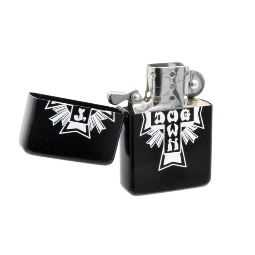 Dogtown Cross Logo Flip Top Metal Lighter Black/White