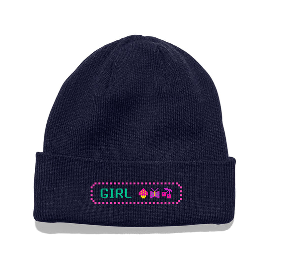 Girl Kawaii Arcade Power Up Navy Beanie