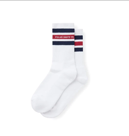 Polar Skate Co. Fat Stripe Socks White/Navy/Red Size 7-9