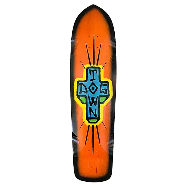 Dogtown Spray Cross Longboard Deck 9.25" x 36" Orange/Black Fade