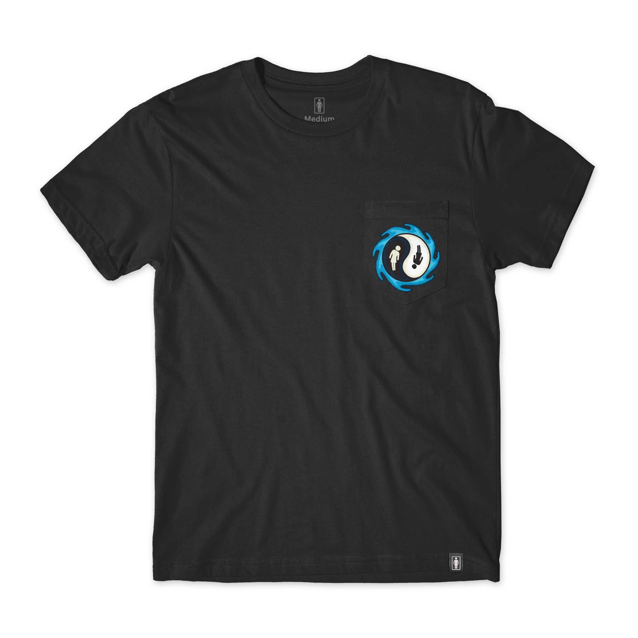 Girl Yin Yang Pocket Tee Black