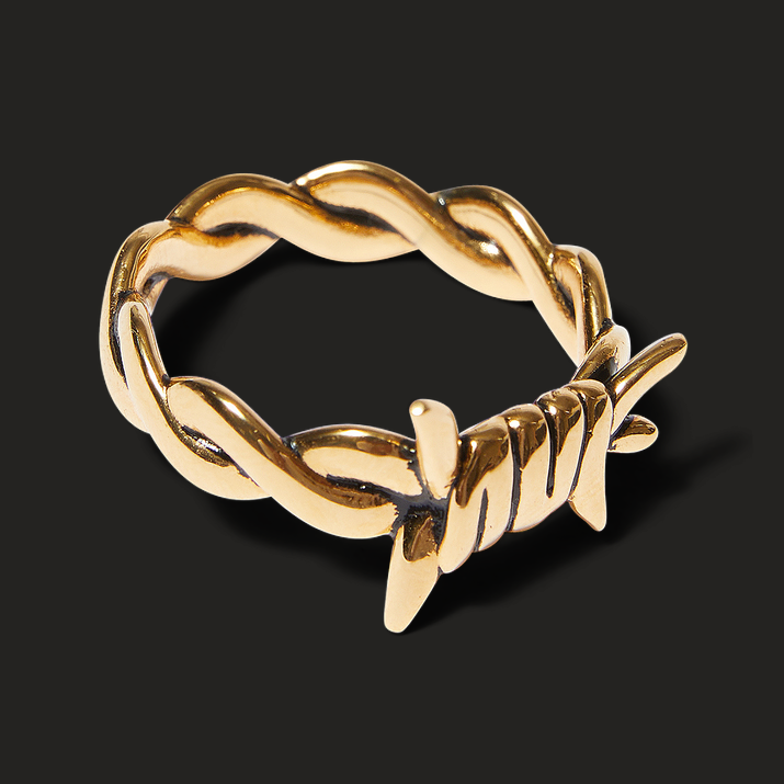 HUF Barbed Wire Gold Ring 7