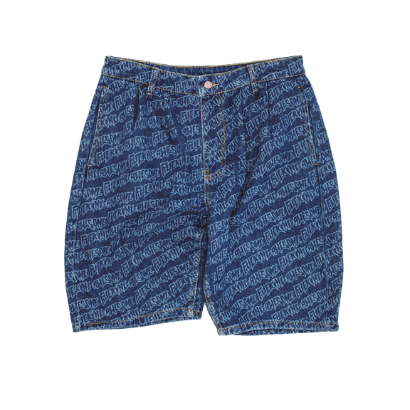 Fucking Awesome Baggy Pleated Denim Short Blue
