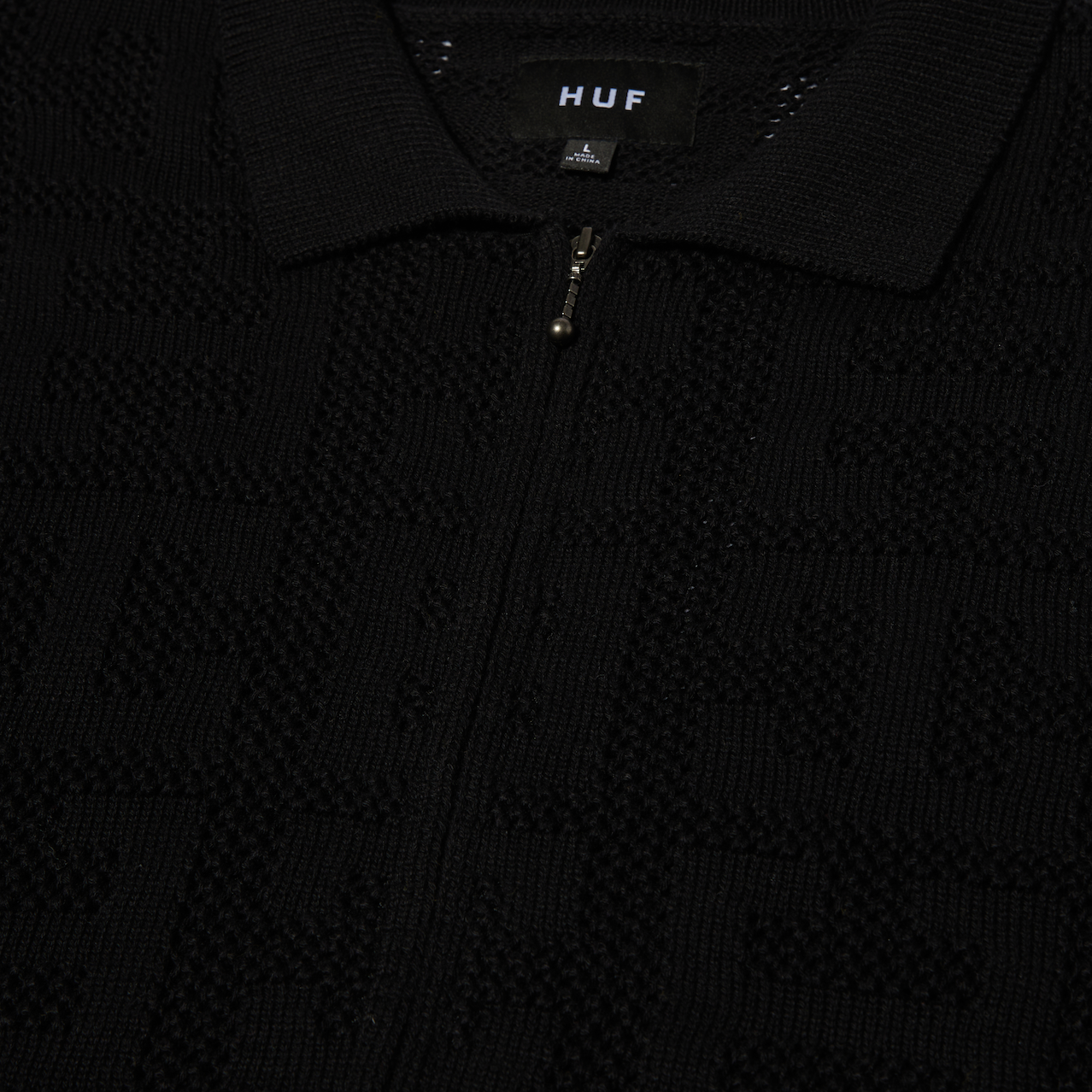 HUF Monogram Jacquard Zip S/S Sweater Black