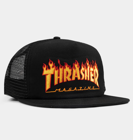 Thrasher Mag. Flame Logo Mesh Trucker Black