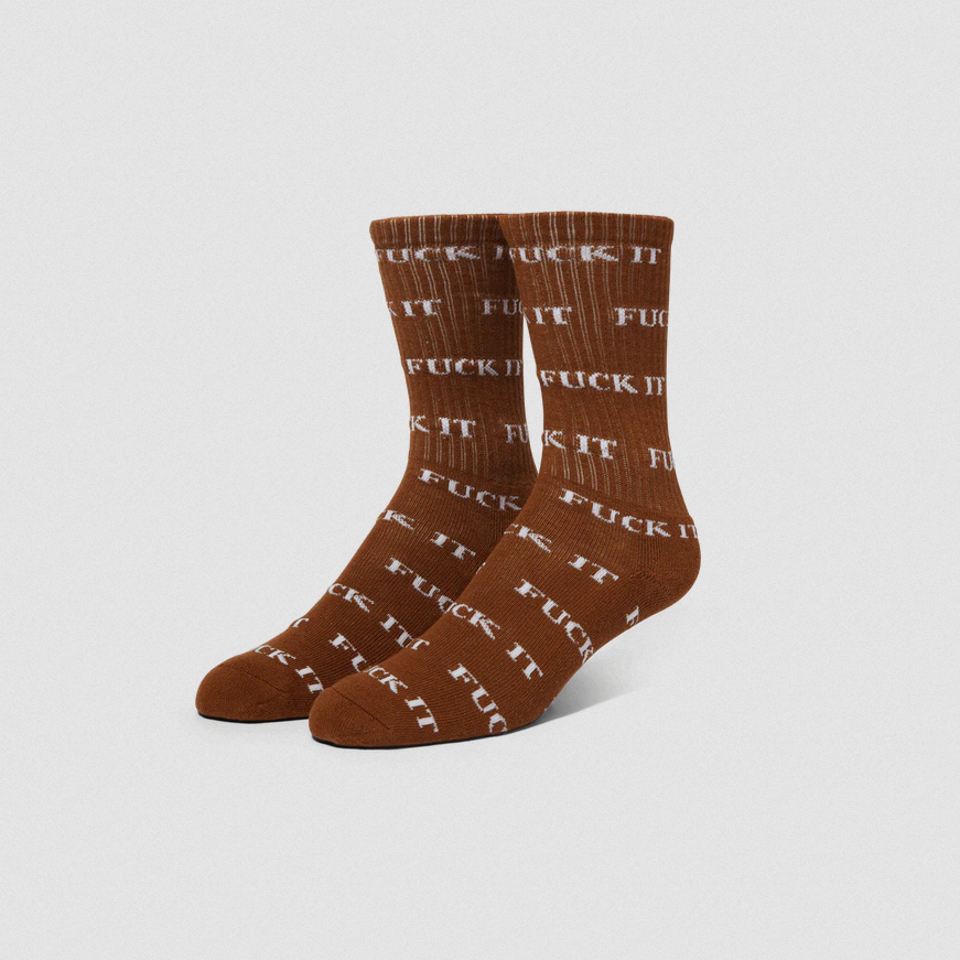 HUF Fuck It Sock Brown