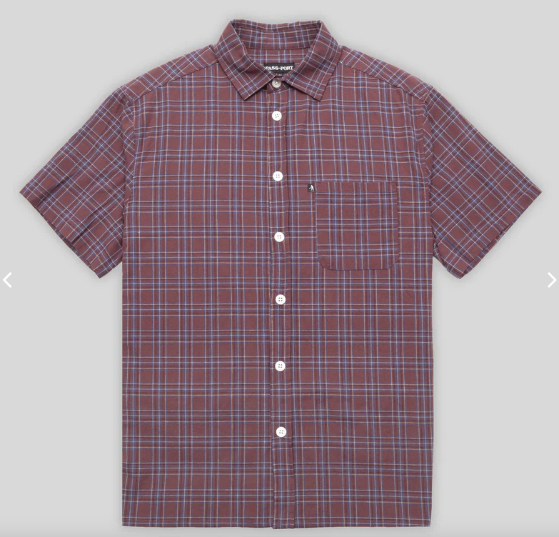 Pass~Port Workers Check Shirt Burgundy/Navy