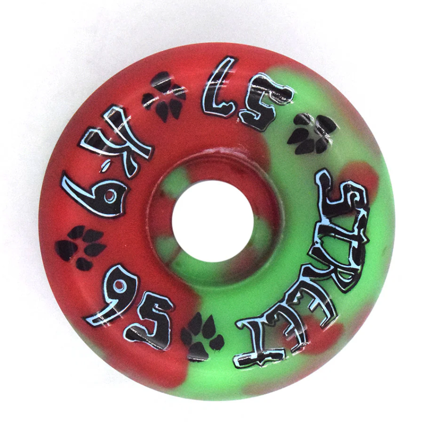 Dogtown K-9 80s Street Wheels 57mm x 95a Red/Green Swirl