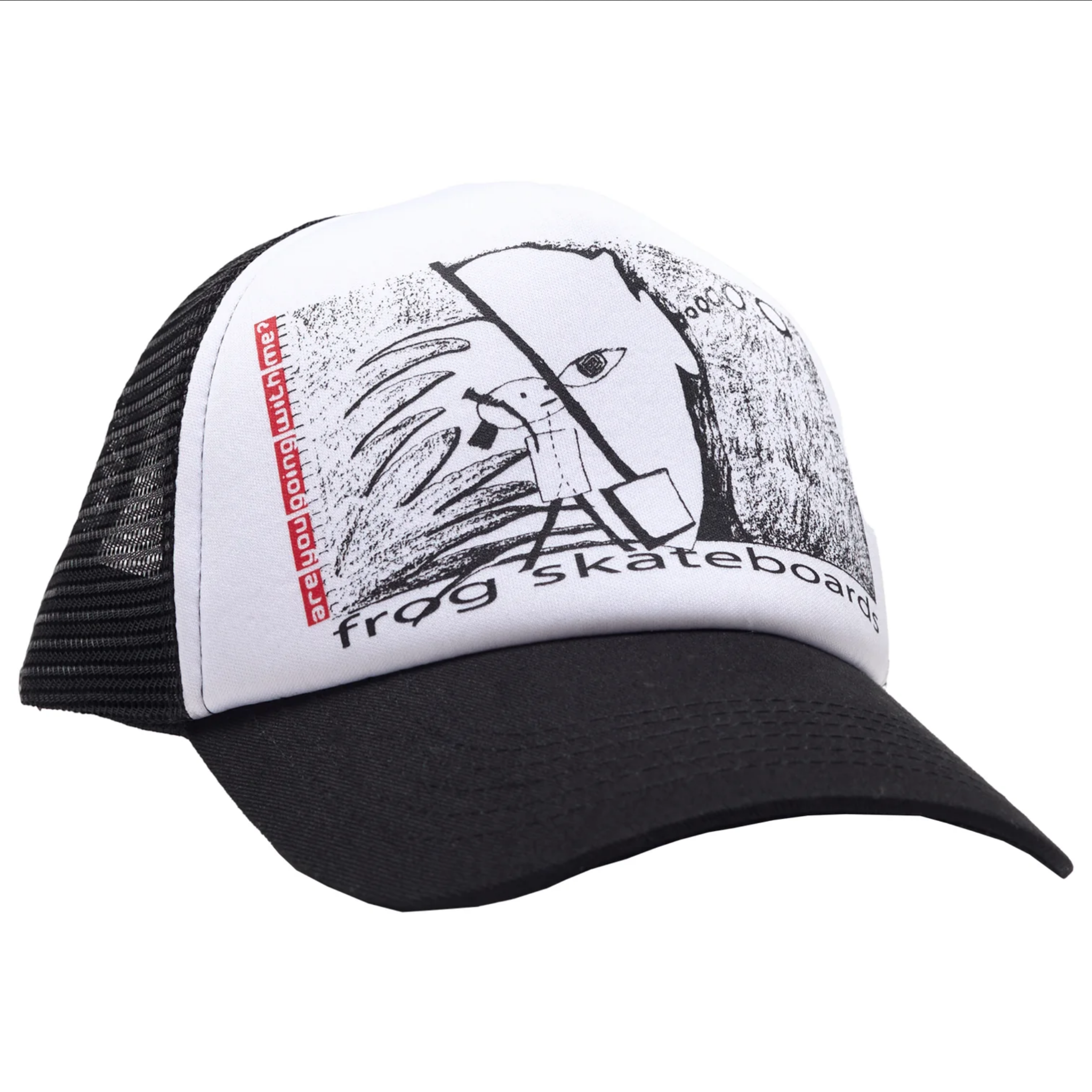Frog Skateboards R U Going With Me? Trucker Hat Black/White